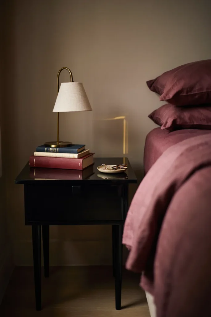 Black Lacquer Nightstand Pairing