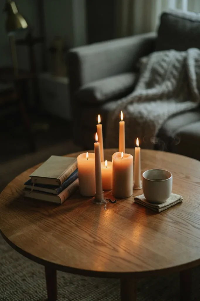Candlelit Coffee Table Vignette