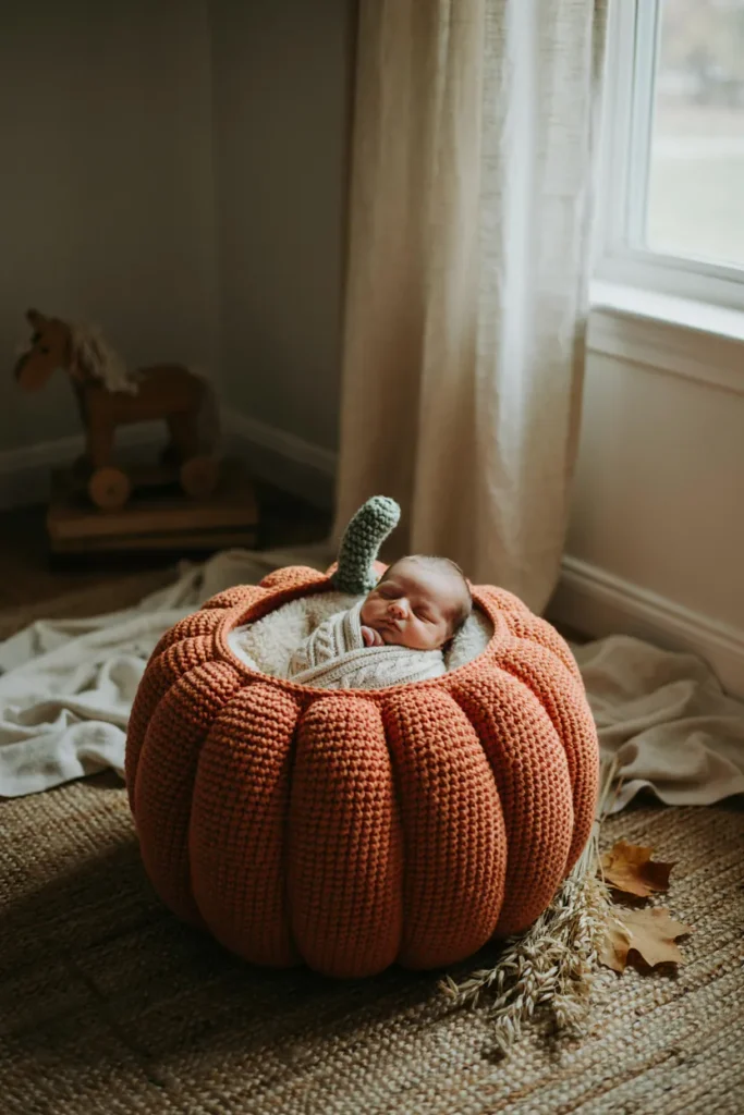 Crochet Pumpkin Baby Photo Prop