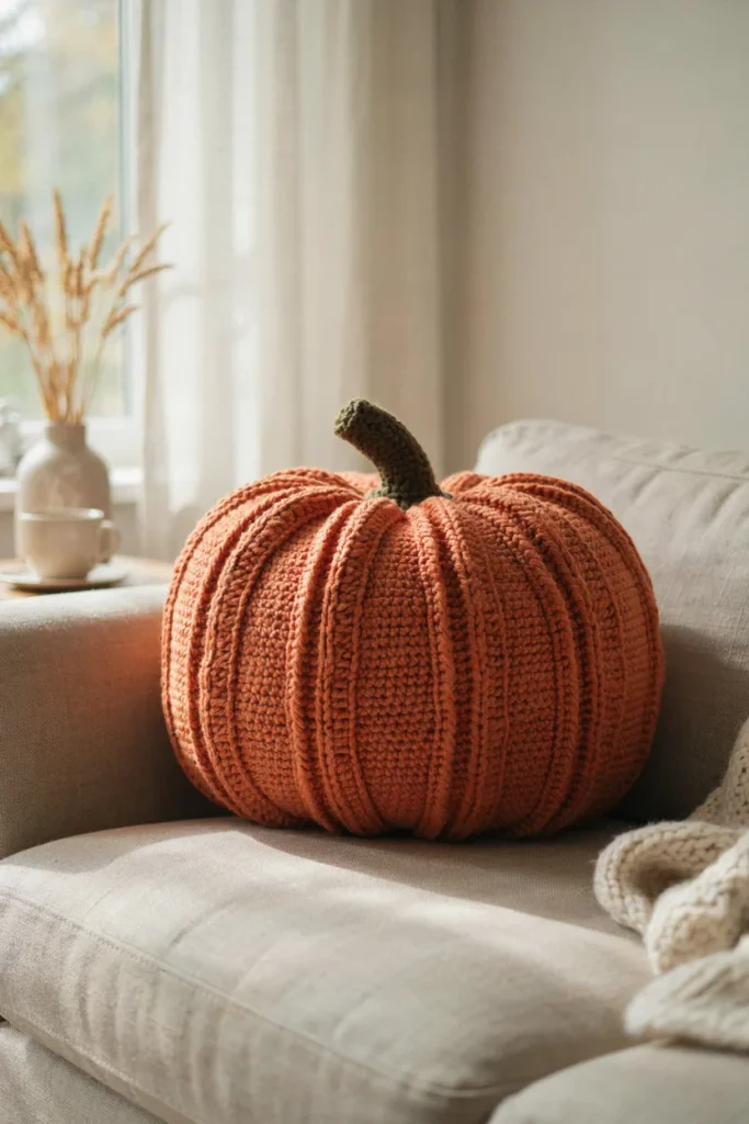Crochet Pumpkin Pillow