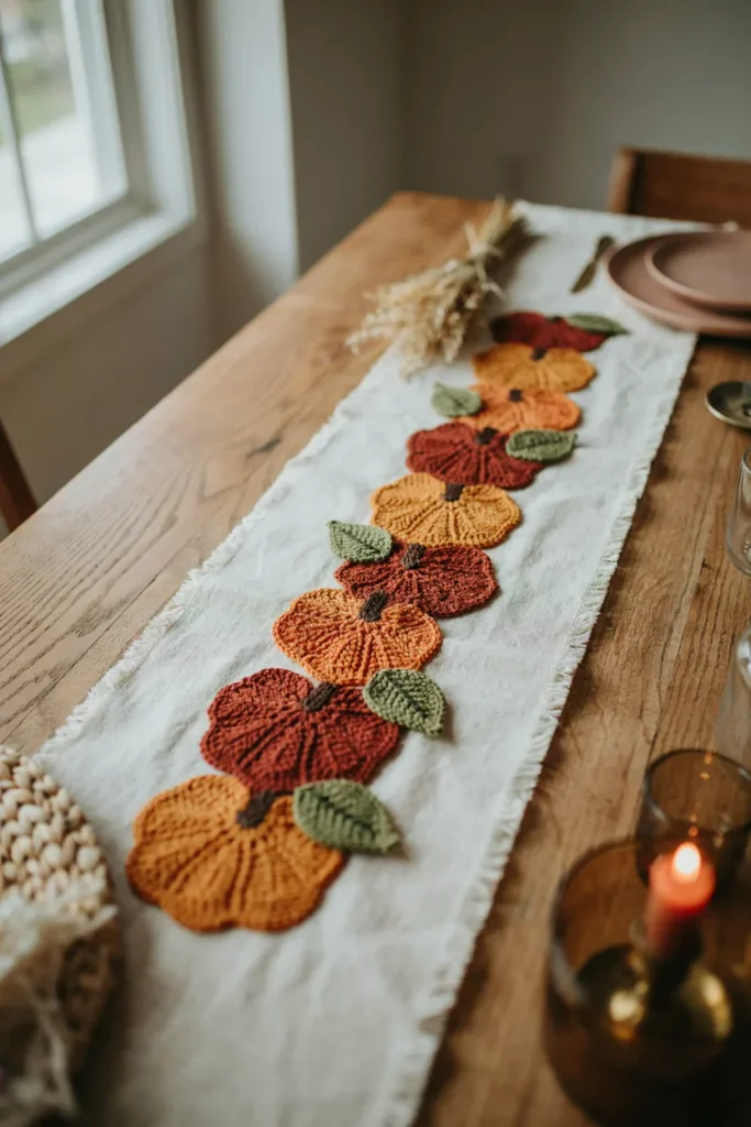 Crochet Pumpkin Table Runner