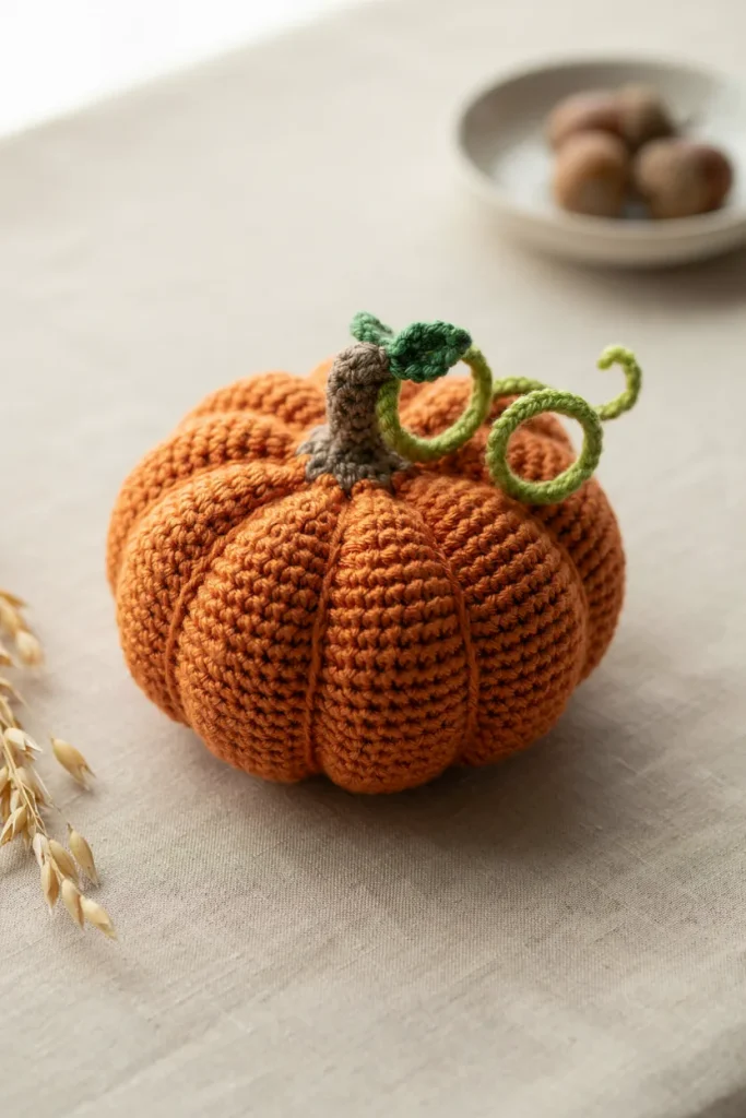 Crochet Pumpkin with Curly Vine