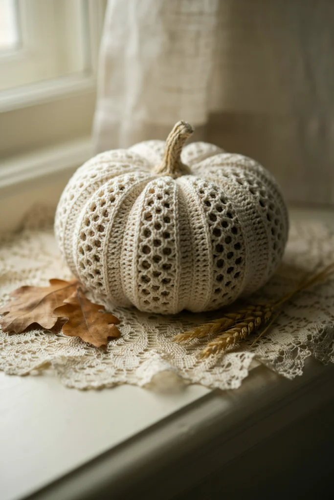 Crochet Pumpkin with Lace Overlay