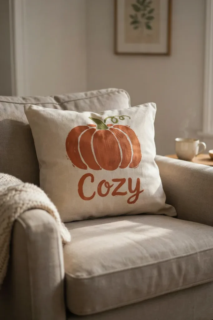 Fall Stenciled Throw Pillow Covers
