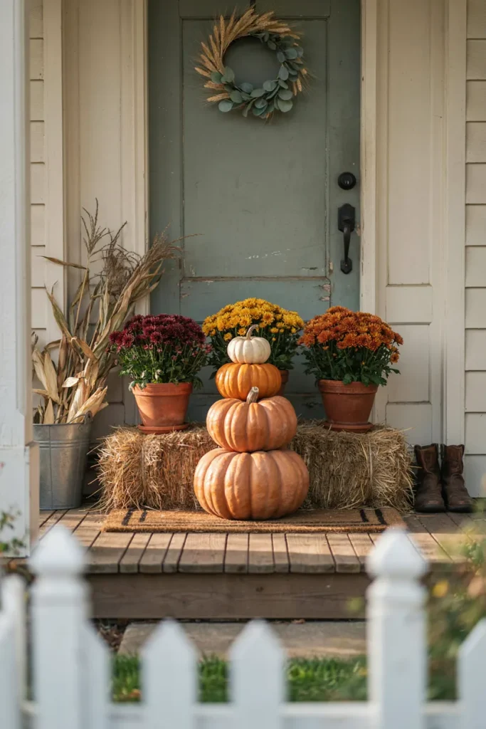 Front Porch Pumpkin Display Cozy Fall Decorating Ideas 