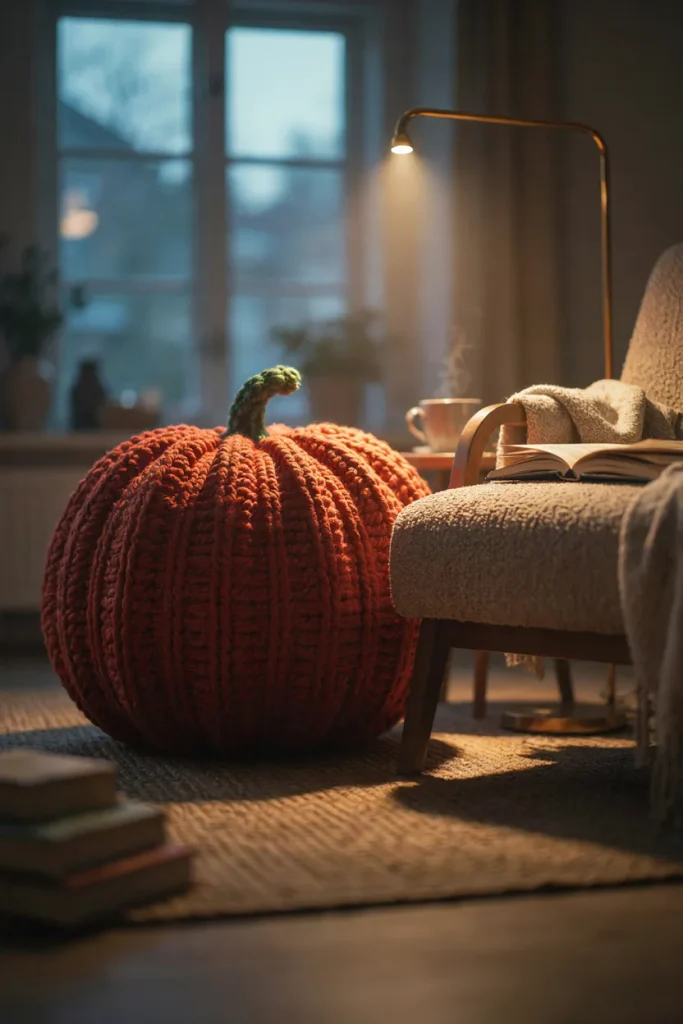 Giant Floor Crochet Pumpkin