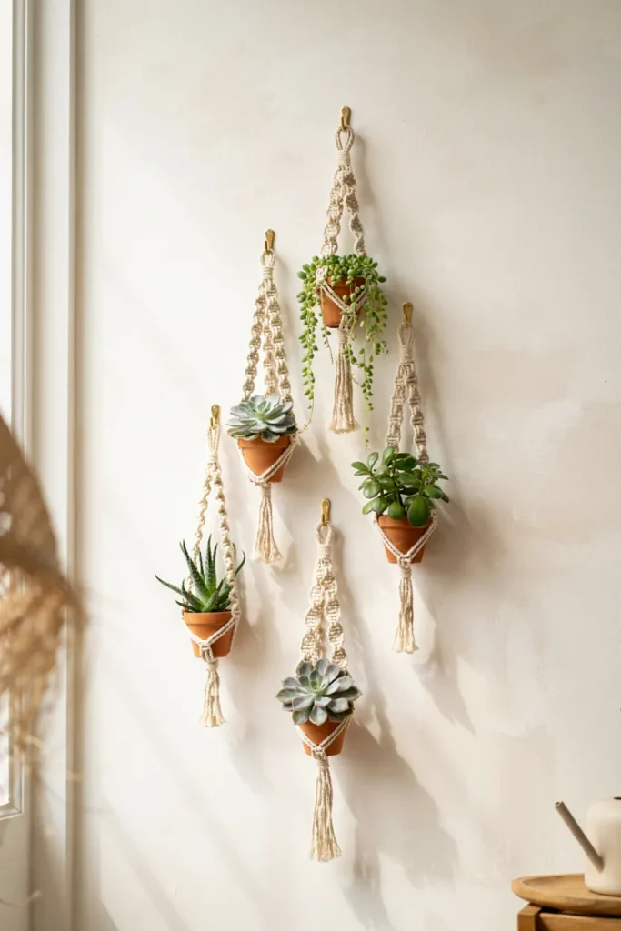  Mini Macrame Plant Hanger Wall Display