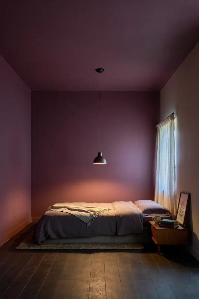 Moody Plum Ceiling Treatment