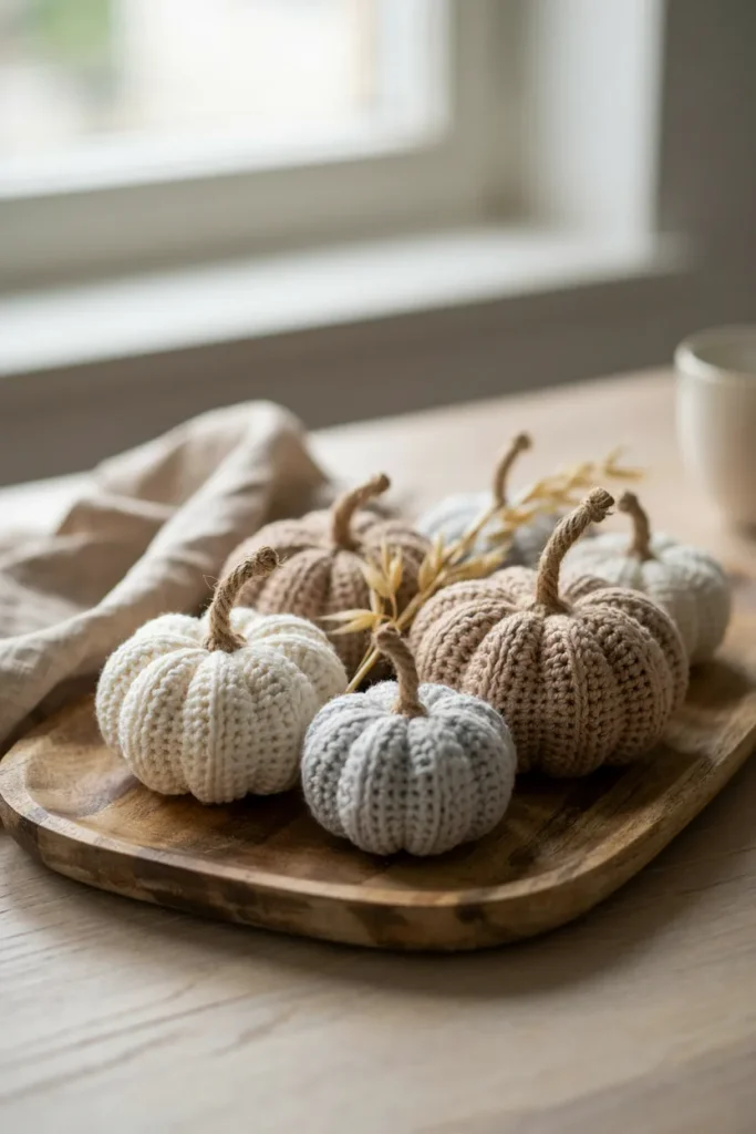 Neutral Farmhouse Crochet Pumpkin Set