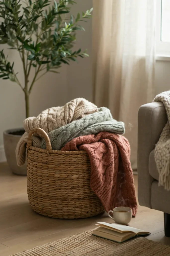 Oversized Knit Blanket Basket