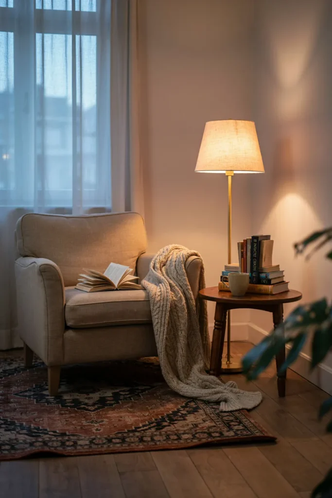 Reading Nook with Warm Lighting