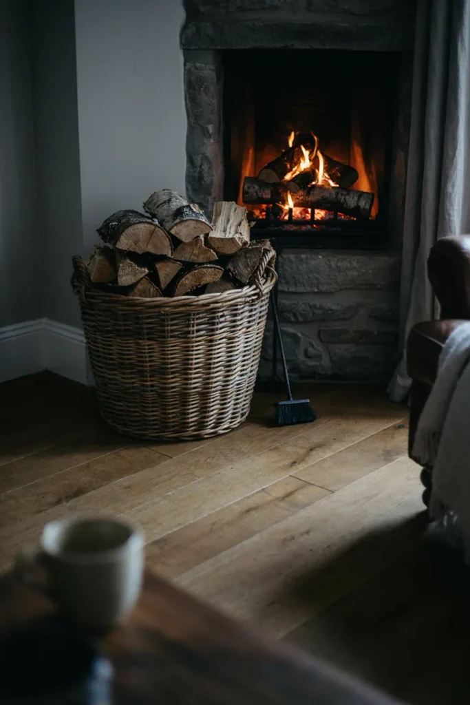 Woven Basket Firewood Storage